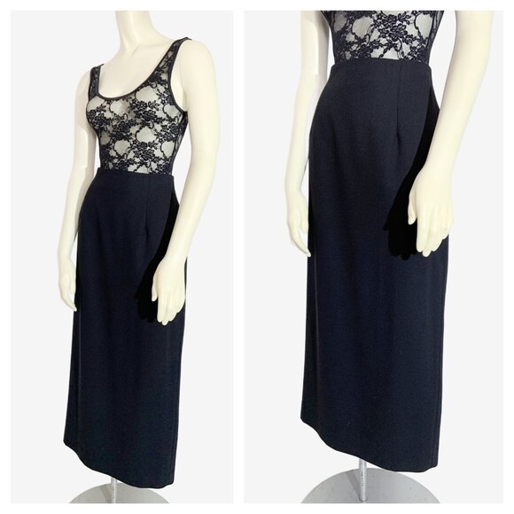 Vintage Black Wool Blend Maxi Skirt / size Medium-Large - Picture 1 of 5